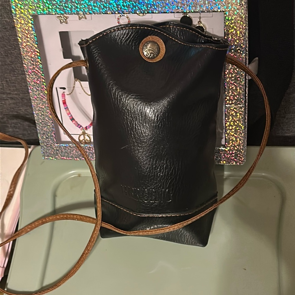 Heroing Women’s Small Leather Crossbody Purse Black And Brown